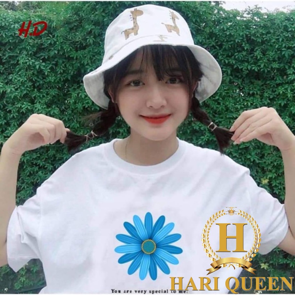 Áo phông hoa cúc xanh nhiều cánh HDA0519