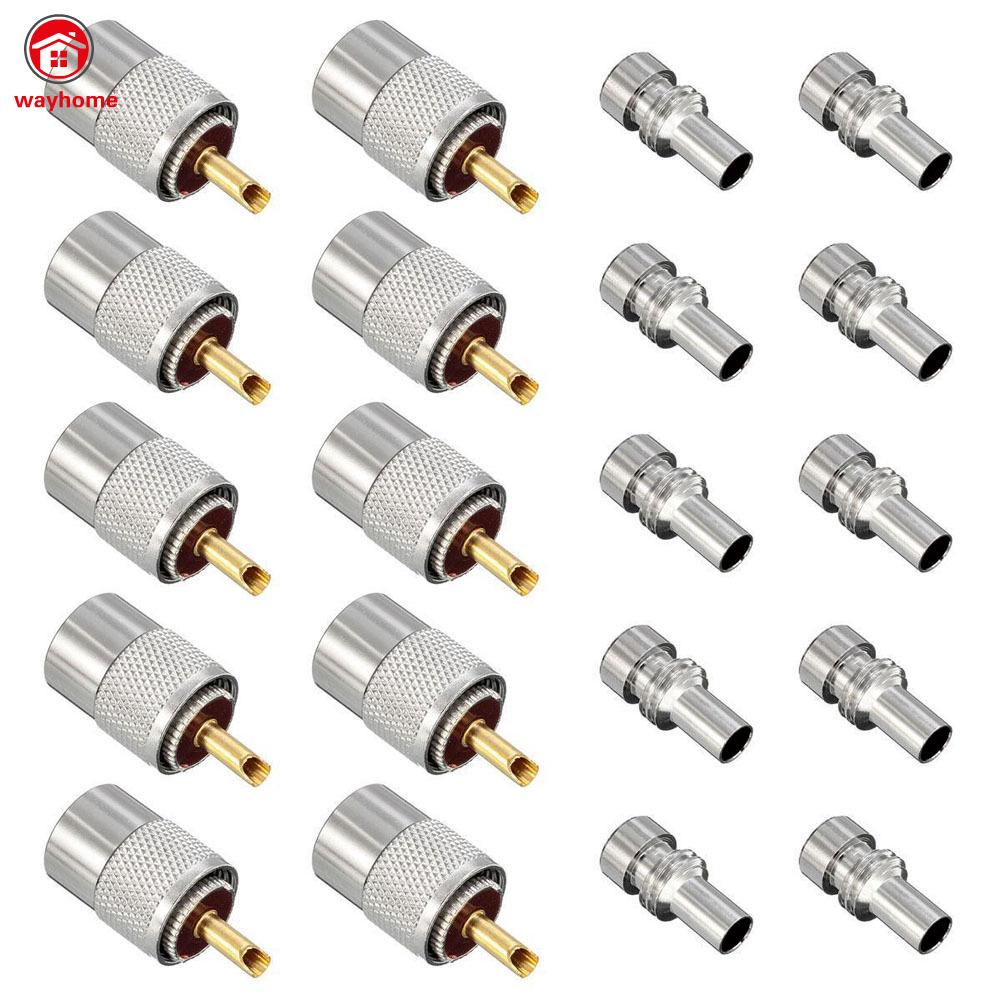 Set 10 túi đầu nối hàn PL259 cắm với bộ giảm tốc cho cáp đồng trục RG8X