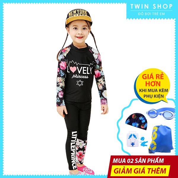 Đồ Bơi Bé Gái Dài Tay, Áo Bơi Đầm Bơi Bé Gái Twin Cao Cấp Phong Cách Hàn Quốc Litte Prince - TWGBP04