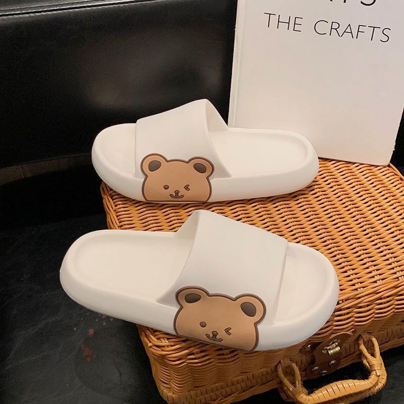 Dép Đi Biển Đế Dày Chống Trượt Họa Tiết Gấu Hoạt Hình Đáng Yêu Cho Nam Và Nữ