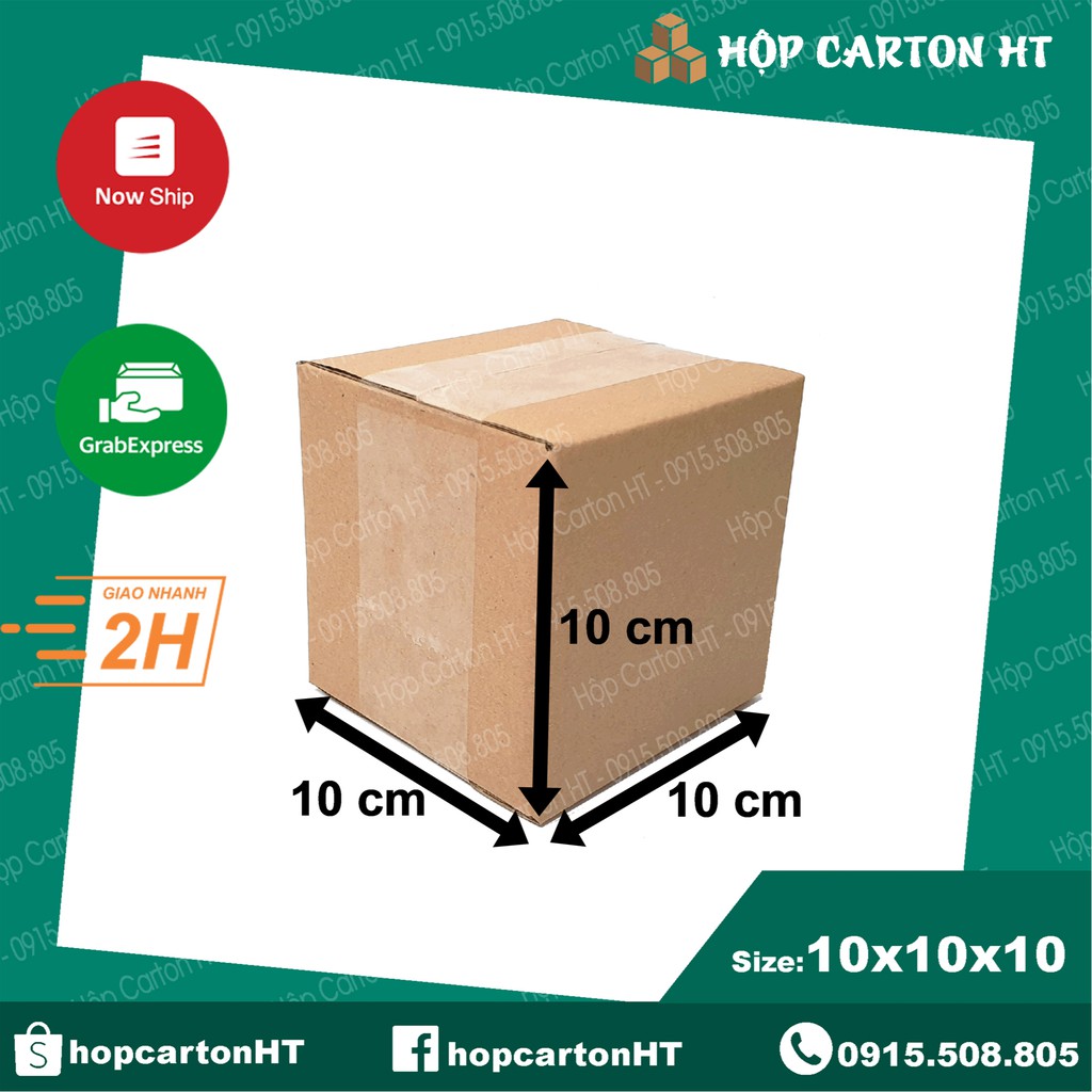 Combo 100 Hộp Carton Gói Hàng 10x10x10 Thùng Carton Đóng Hàng COD Chất Liệu Carton 3 Lớp Dày Dặn - Hộp Carton HT