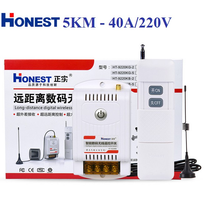 Công tắc điều khiển từ xa 5KM Honest công suất lớn 40A-220V - CÓ CHỨC NĂNG HỌC LỆNH TỪ ĐIỀU KHIỂN KHÁC