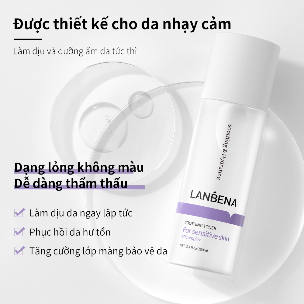 Toner Lanbena nước cân bằng da dưỡng ẩm chống nếp nhăn tái tạo Niacinamide làm sáng da 100ml