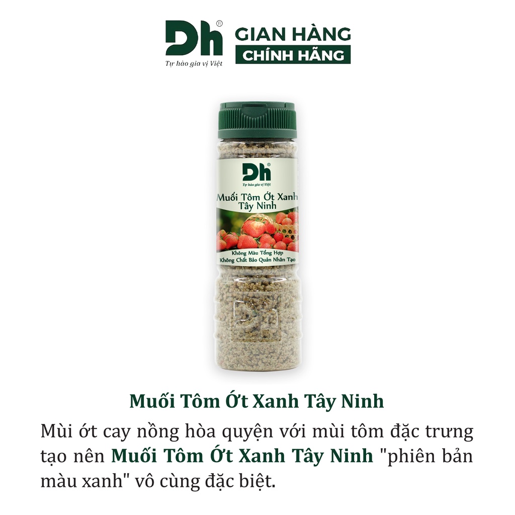 Muối tôm ớt xanh Tây Ninh DH Foods hạt to gia vị chấm hoa quả loại 1 thơm ngon 60/120gr