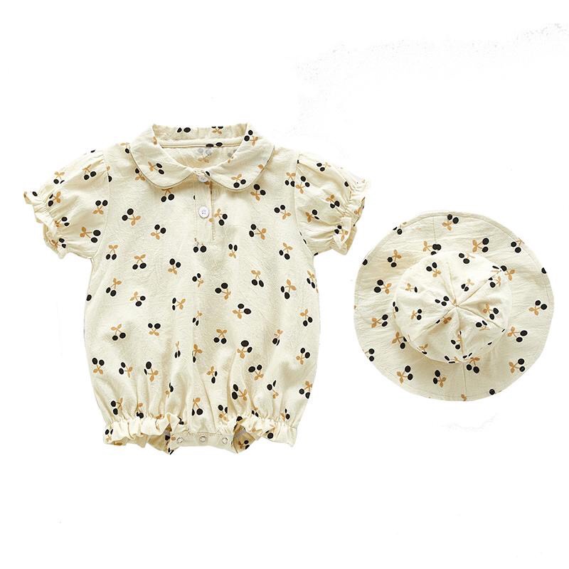 - Bộ body liền thân tay ngắn hoa nhí + Mũ cho bé gái ❣️ Mặc cực xinh, sang chảnh