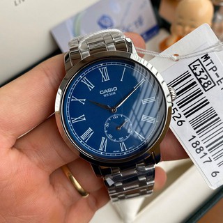 Đồng hồ nam casio 💖freeship💖đồng hồ casio nam mtp-e150d-2bvdf mặt xanh dây kim loại