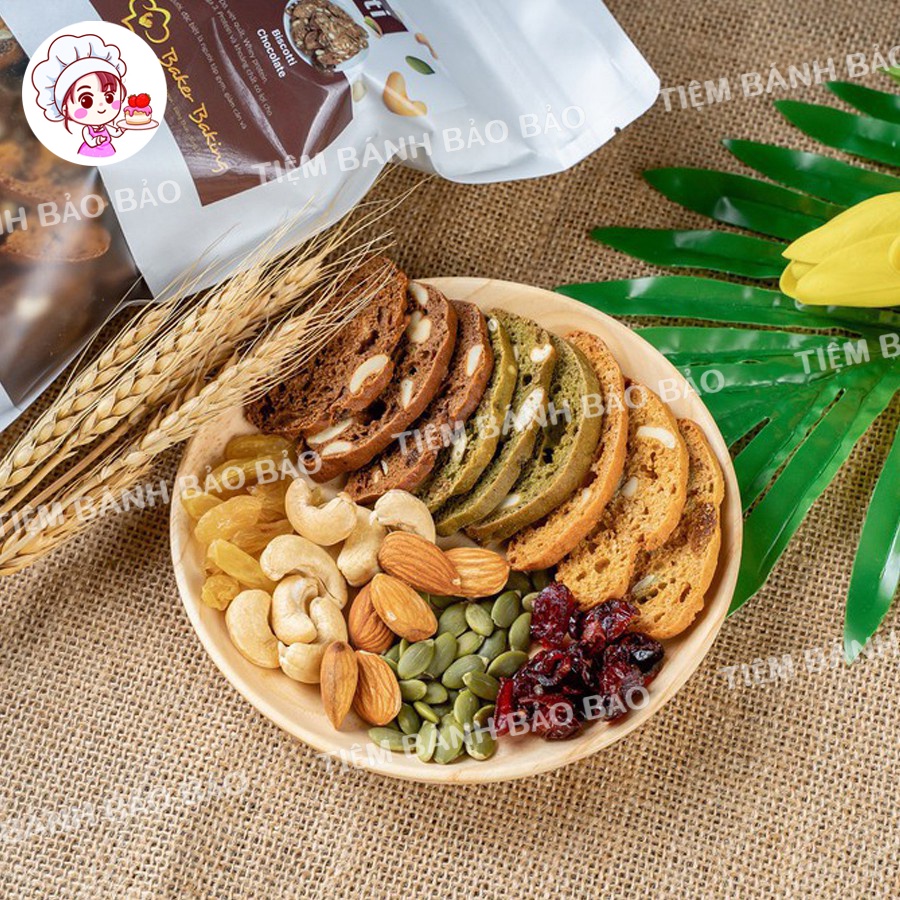 Bánh Biscotti 500g, Biscotti Ăn Kiêng 4 Vị - Bánh Ăn Kiêng Giảm Cân Không Đường Chính Hãng, Tốt Cho Tiêu Hóa (100-500g)