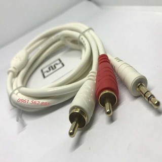 Dây cáp Loa jack 3.5 ra 2 AV hoa sen- Dây nhựa dẻo có cục chỗng nhiễu cho chất lượng âm thanh tốt