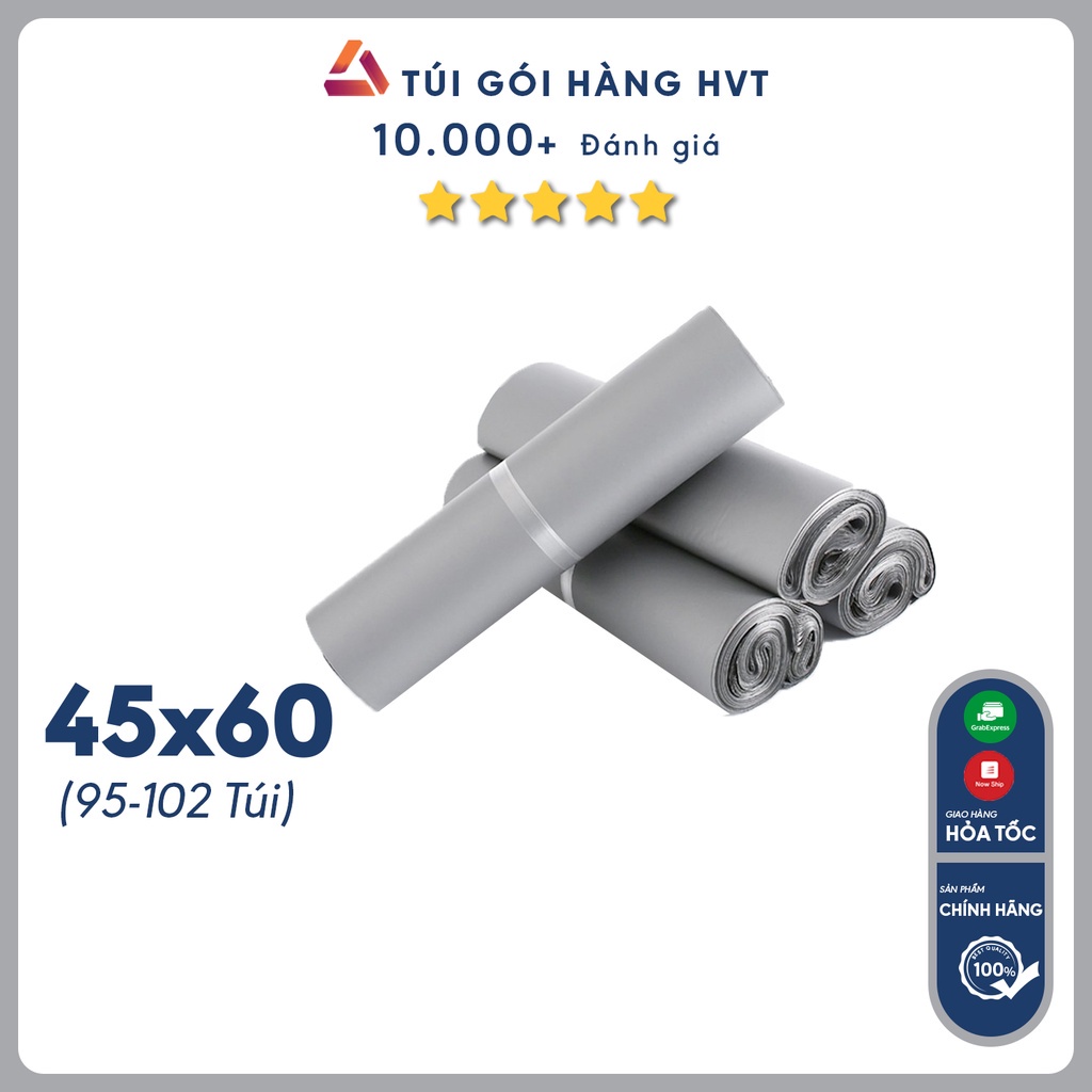 Túi gói hàng niêm phong tự dính - Túi đóng hàng chuyển phát nhanh NHỰA HVT size 45*60 - XÁM BẠC TIẾT KIỆM
