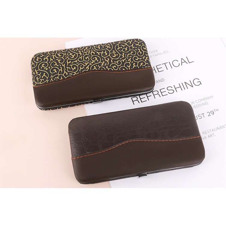 Bộ Chăm Sóc Móng Set 12 Món Chất Liệu Thép Không Gỉ Hộp Da Cao Cấp Full Box Tiện Lợi VECOM