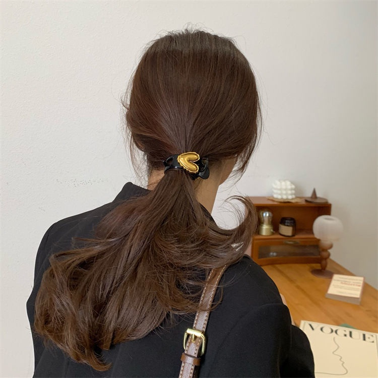 Kẹp Tóc Hình Trái Tim Màu Vàng Đen Phong Cách Hàn Quốc Thời Trang Mùa Hè