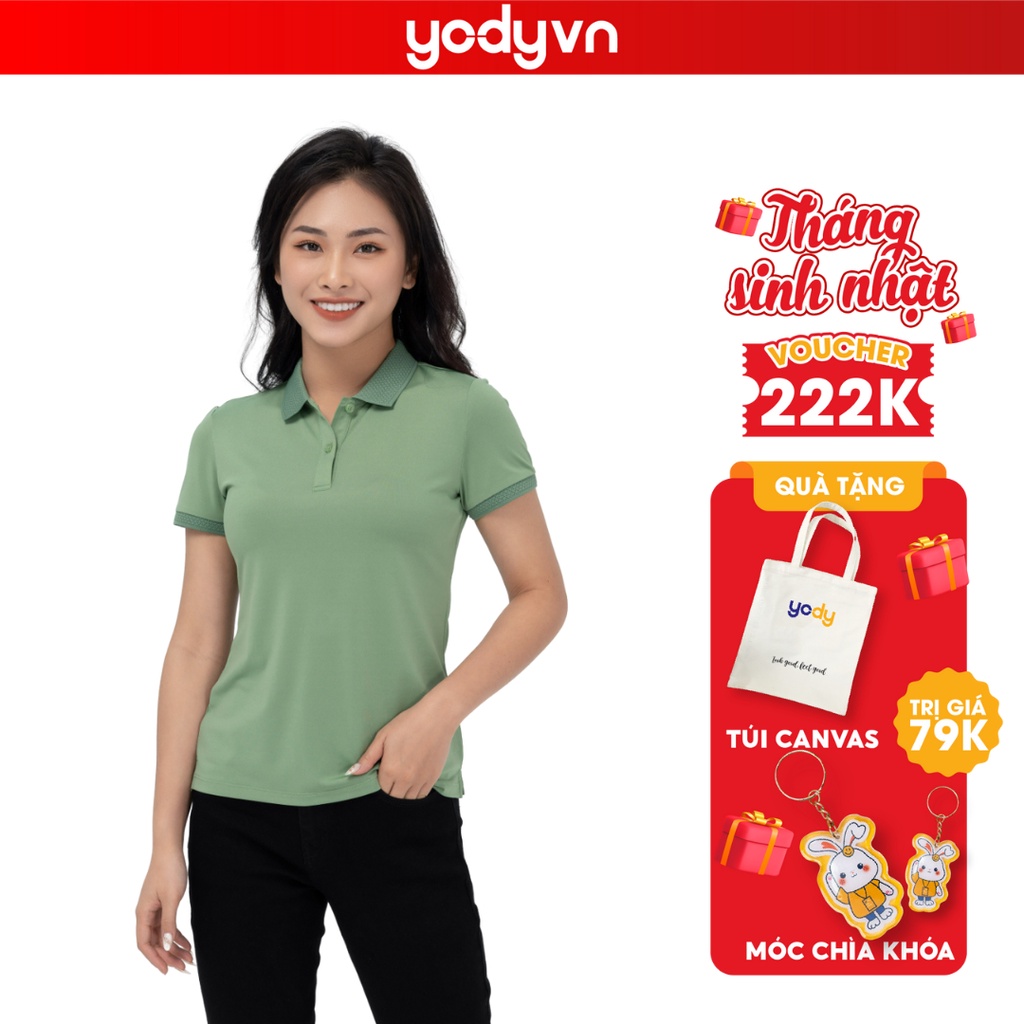 Áo polo nữ chính hãng YODY chất liệu coolmax, phông cộc tay có cổ phối bo siêu mát  APN5320
