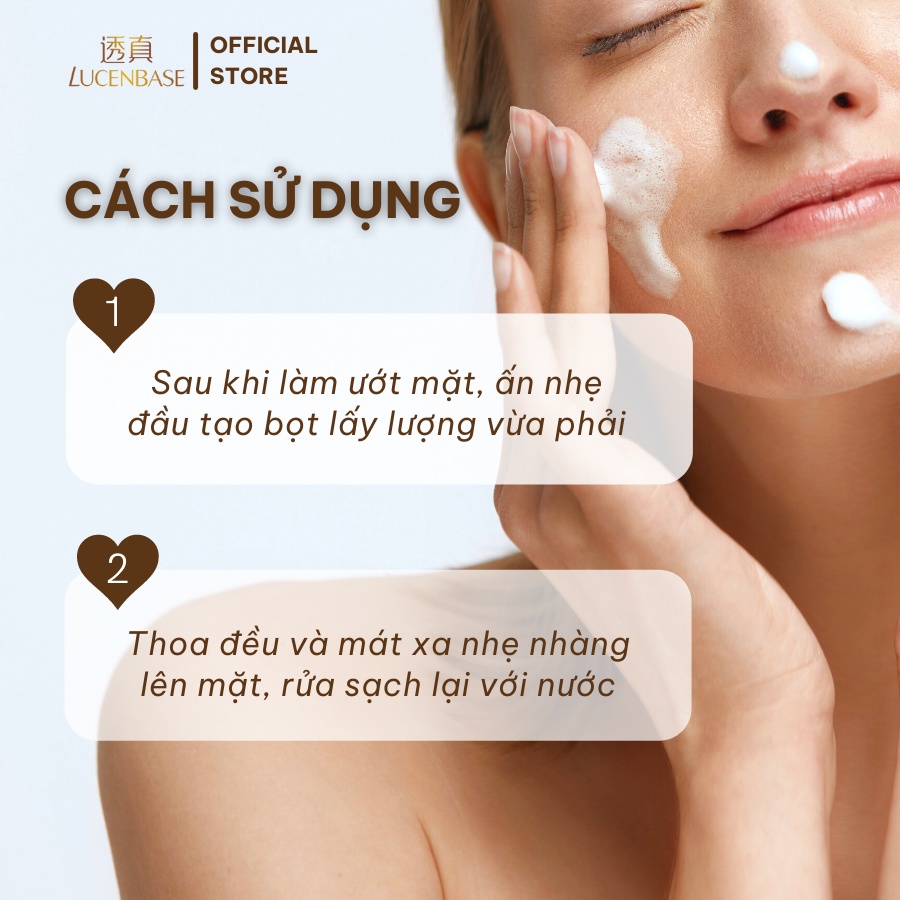 Sữa rữa mặt tạo bọt  lucenbase Axit Salicylic kiềm dầu, giảm mụn đầu đen, mụn ẩn ,chính hãng Lucenbase 150ml