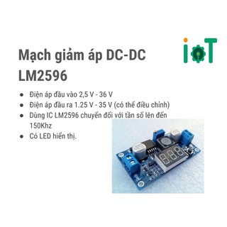 Mạch hạ áp BUCK LM2596S 3A 1.25V - 35V hiển thị LED