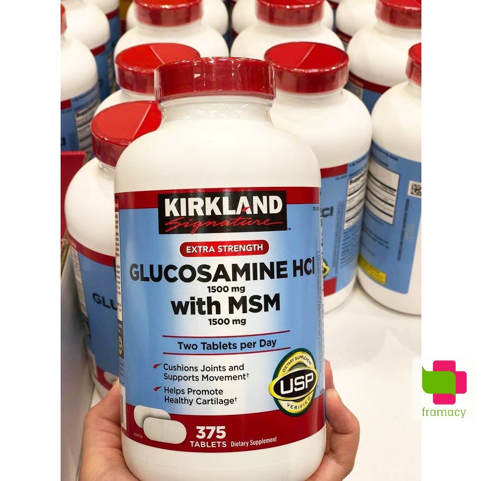 Viên uống xương khớp Kirkland Glucosamine HCl with MSM 1500mg, USA (375v) cho người từ 18 tuổi
