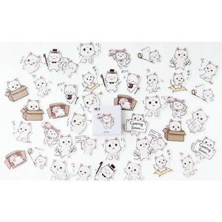 Bộ 45 Sticker Hàn Quốc hình mèo kute dán trang trí E05