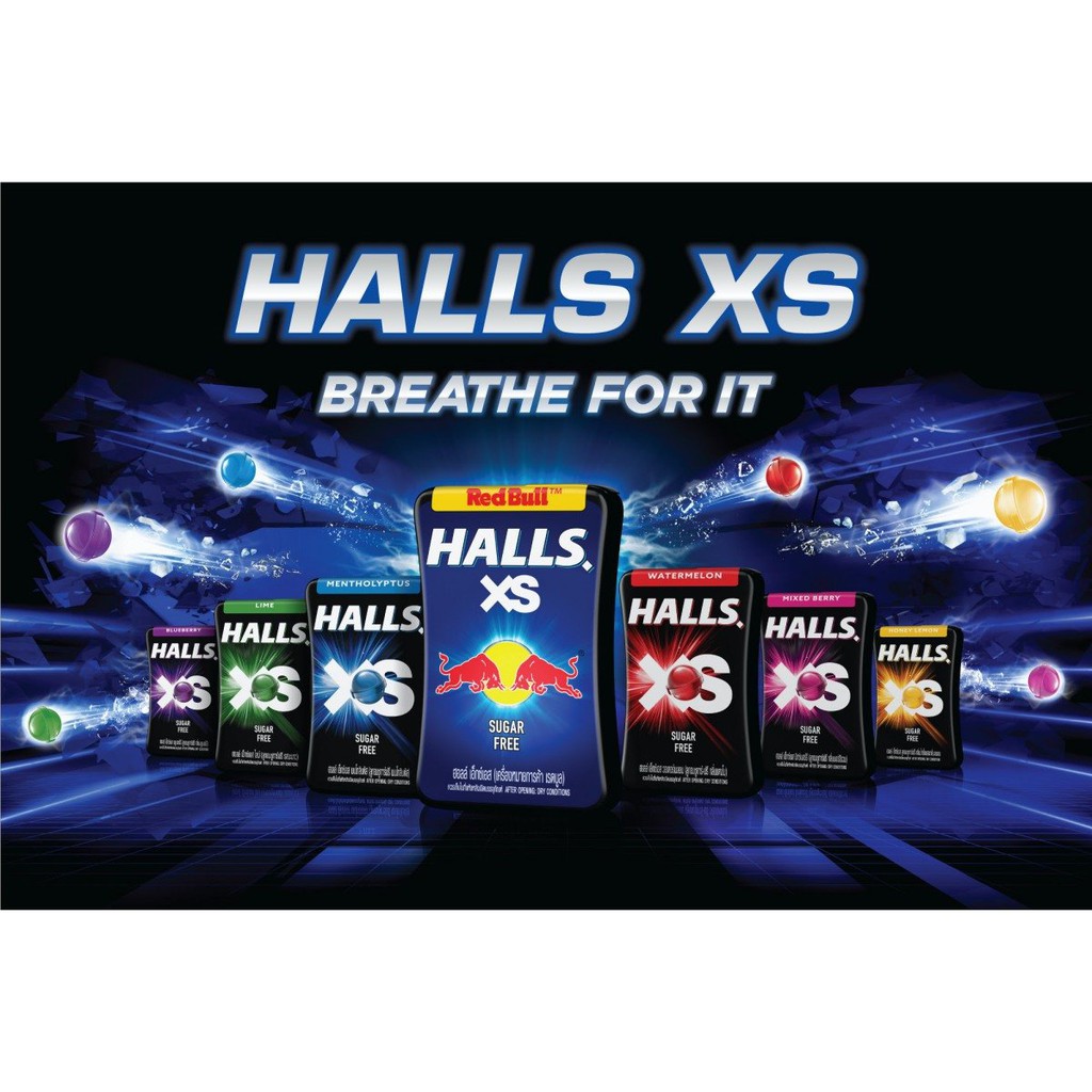 KẸO NGẬM KHÔNG ĐƯỜNG HALLS XS HỘP 13.8G VỊ RED BULL ĂN CỰC ĐÃ CỰC NGON