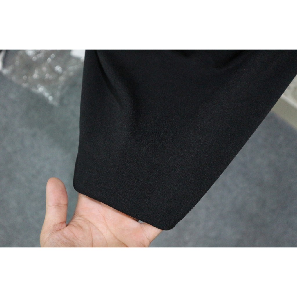 SD001 - Set đầm yếm ôm áo tay dài đen trắng (có ảnh thật)