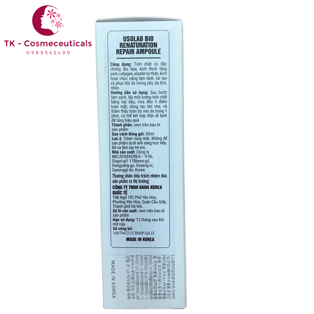 Serum Tế Bào Gốc Usolab Bio Renaturation Repair Ampoule Giúp Tái Tạo Da, Chống Lão Hóa, Phục Hồi Da - 50ml