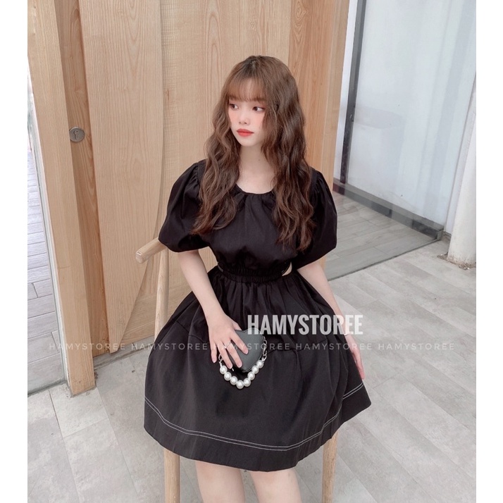 ENNY DRESS - ĐẦM ĐEN XOÈ CUT OUT LƯNG