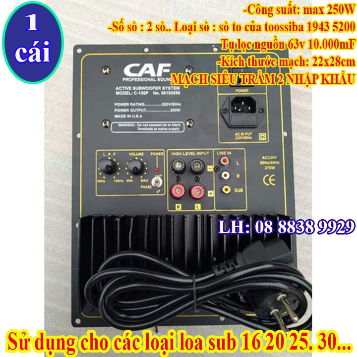 MẠCH SIÊU TRẦM CAF 2 SÒ TOSHI NGUỒN VUÔNG NHẬP KHẨU - MẠCH SUB ĐIỆN