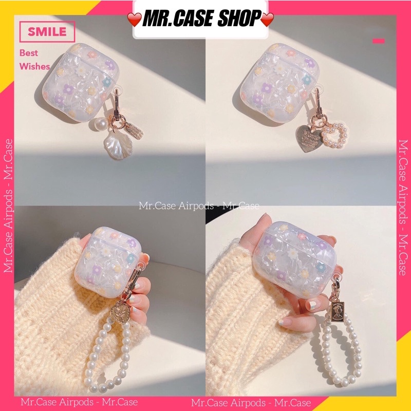 Case Airpods 1/2 /Pro Vỏ Ốp Tai Nghe Hình Bông Hoa Kèm Móc Khoá Xinh - Mr.Case Airpods