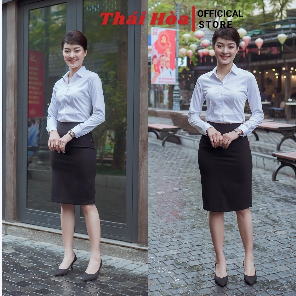Áo sơ mi nữ Thái Hòa công sở dài tay, sơ mi nữ màu trắng chất vải sợi tre cao cấp 8919-01 | BigBuy360 - bigbuy360.vn