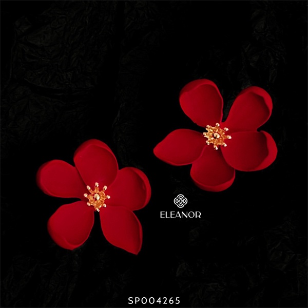 Bông tai nữ chuôi bạc 925 Eleanor Accessories hình bông hoa bản to phụ kiện trang sức 4265