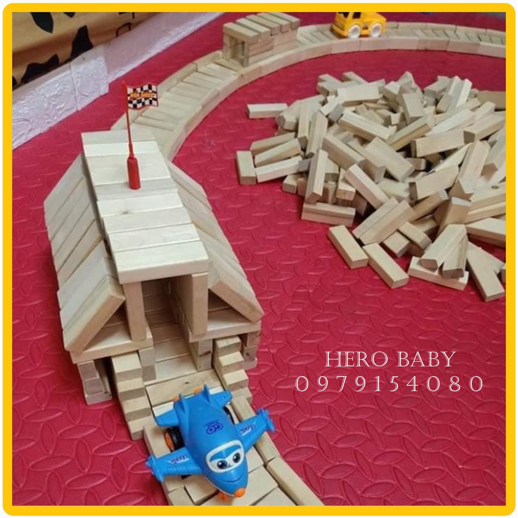1Kg Thanh Gỗ Lớn  - Đồ Chơi Trẻ Em, Xếp Hình Domino Montessori Rèn Luyện Trí Thông Minh Cho Trẻ