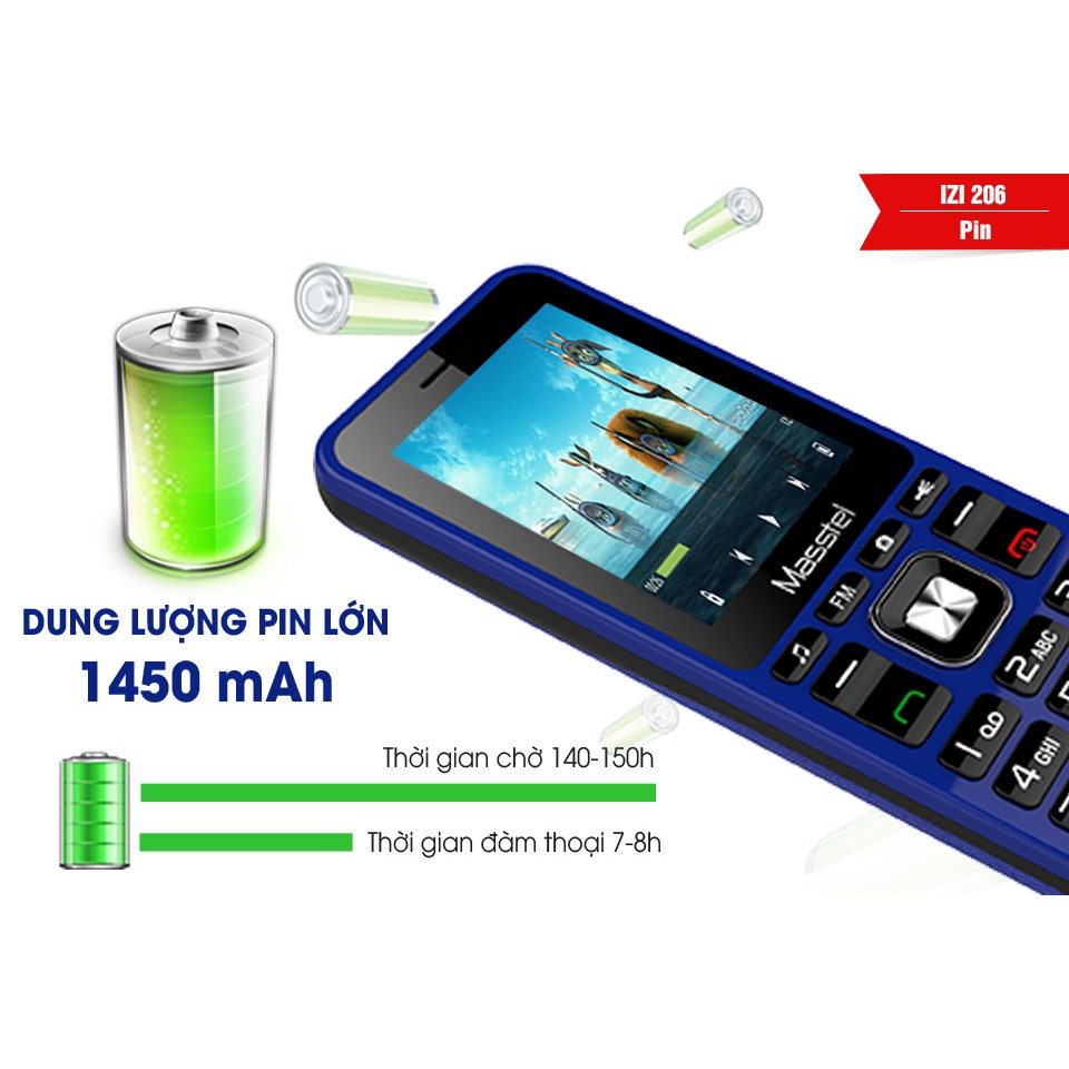 Điện Thoại Masstel IZi 206 - Chữ To ,Loa To bảo hành 12 tháng toàn quốc | BigBuy360 - bigbuy360.vn