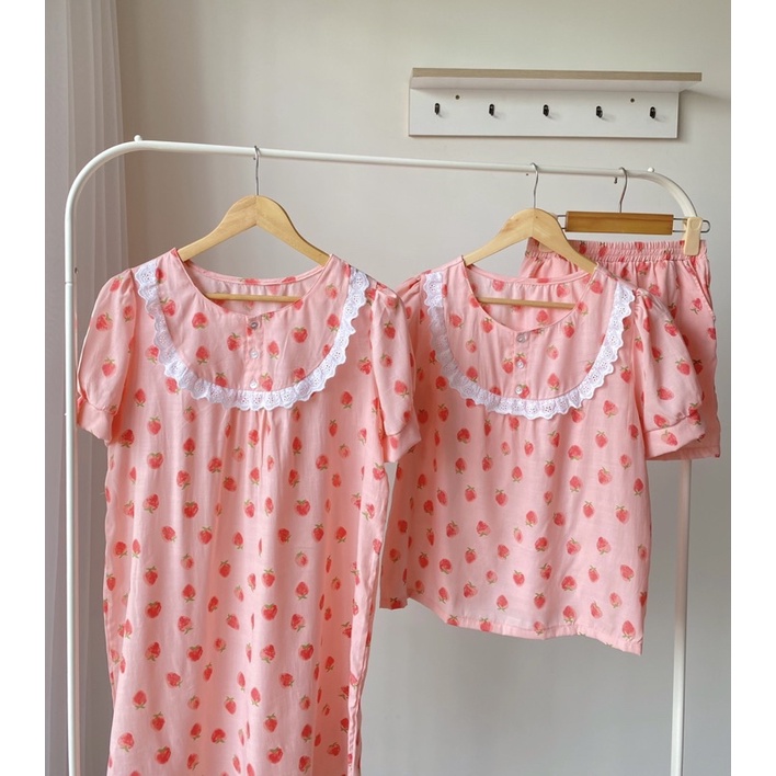 Đồ mặc nhà hồng dâu chất cotton lạnh | BigBuy360 - bigbuy360.vn