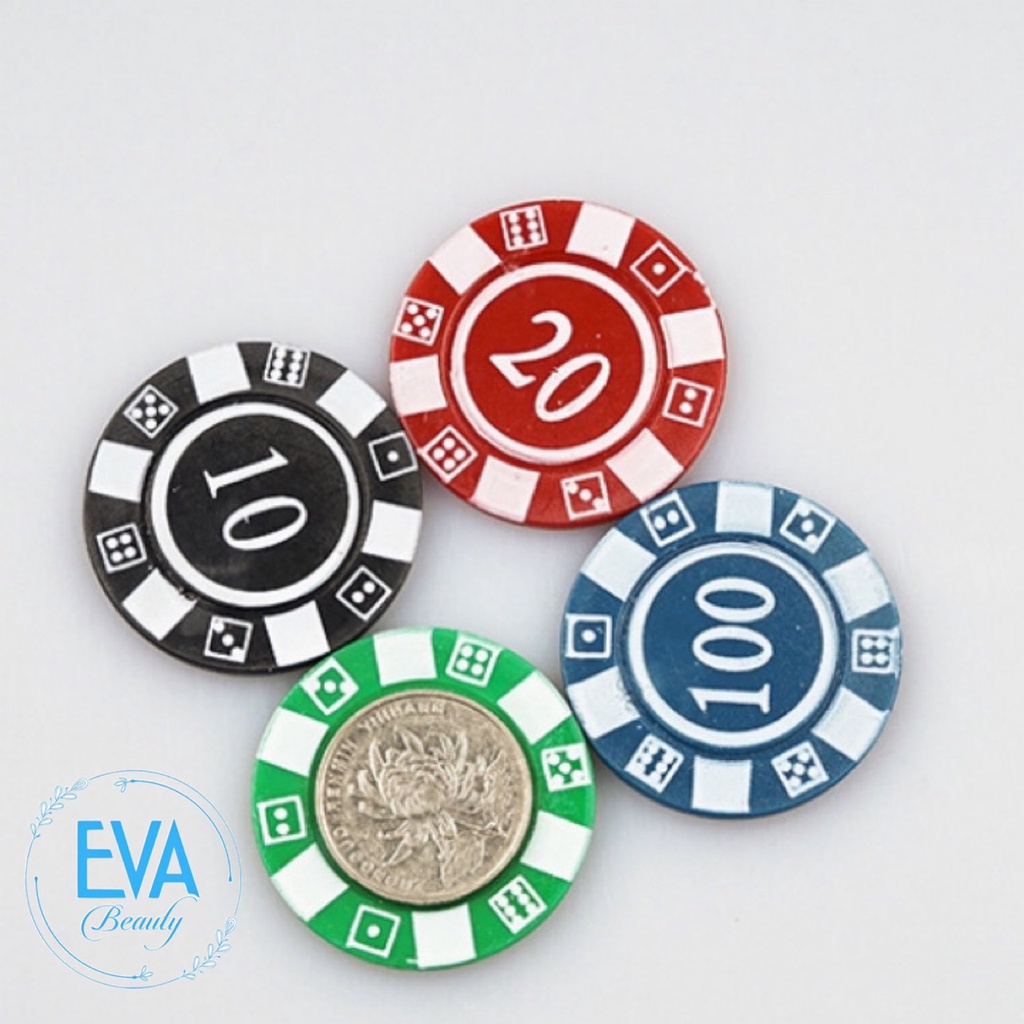 Bộ Đồ Chơi 80 Đồng Xu Nhựa Chip Poker Số Viền Hoa Văn Nhiều Màu Cao Cấp M571
