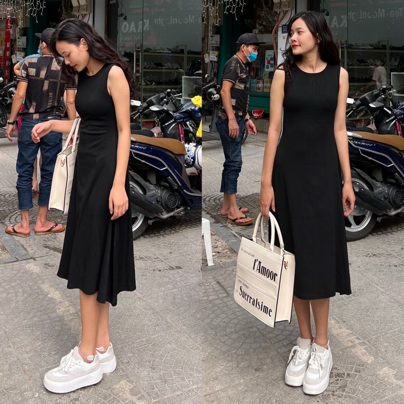 [Ảnh thật/Video]Đầm body liti dáng dài chất thun lạnh sang chảnh Đầm tôn dáng xoè nhẹ