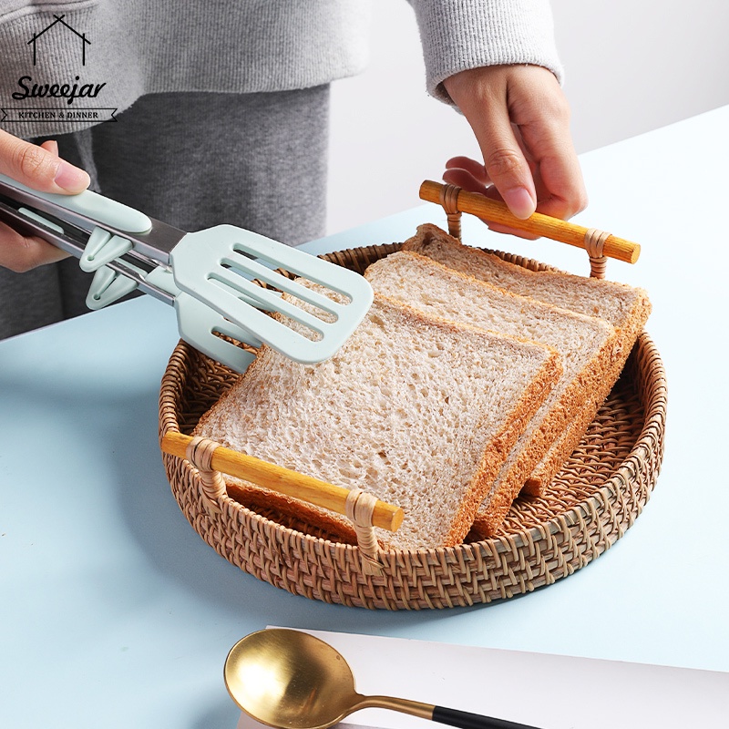 Kẹp gắp thịt nướng/ xà lách SWEEJAR bằng silicon với tay cầm thép không gỉ không dính dùng nướng bánh / BBQ