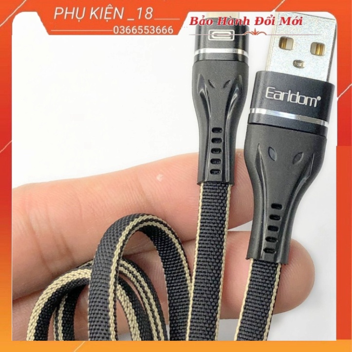 Cáp sạc siêu bền IPMicro Type-C bọc dù Earldom 084,Dây sạt nhanh dài 1m cho đện thoại DATA