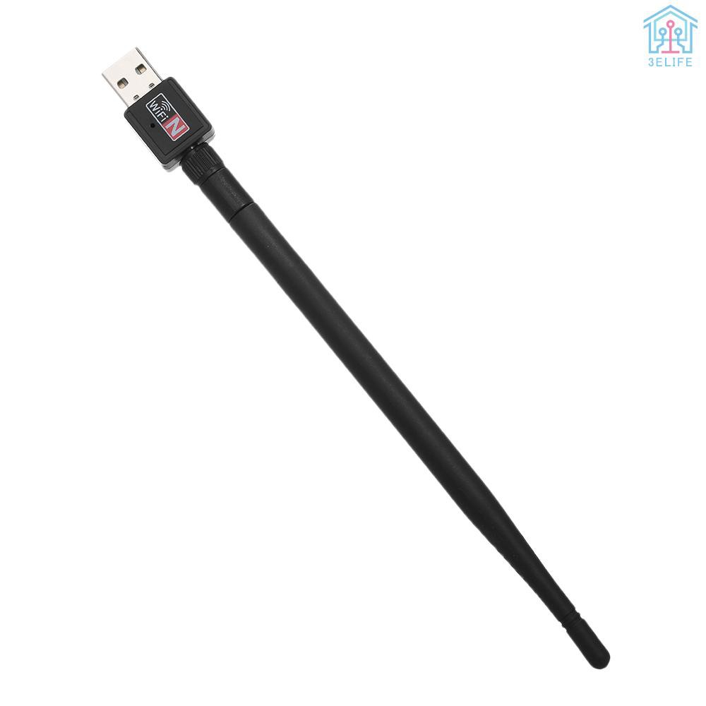 【E&amp;V】600Mbps Wireless USB WiFi Adapter Dongle 2.4GHz Network LAN Card 802.11b/g/n Standard with 2dBi Detachable Antenna for Desktop Laptop PC Compute