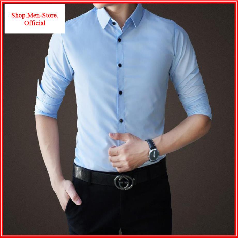 Áo Sơ Mi Nam Thời Trang Công Sở vải lụa nến chống Nhăn Cao Cấp