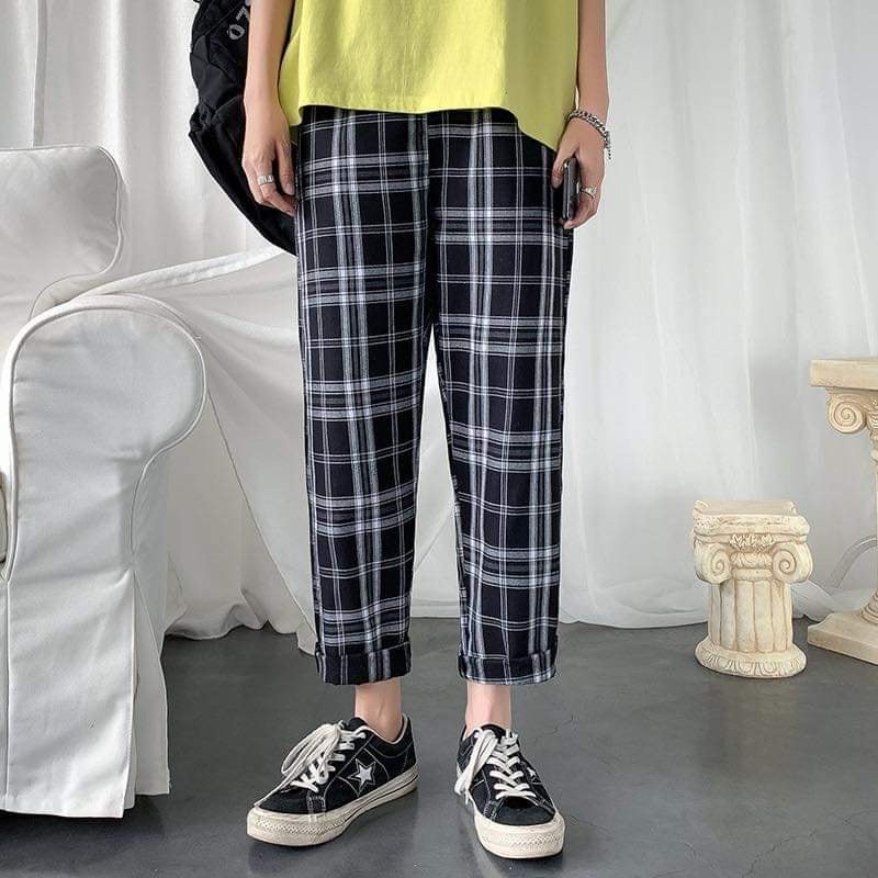 Quần Kẻ Ca Rô Hot Trend Nam Nữ Style Fom Rộng UniSex