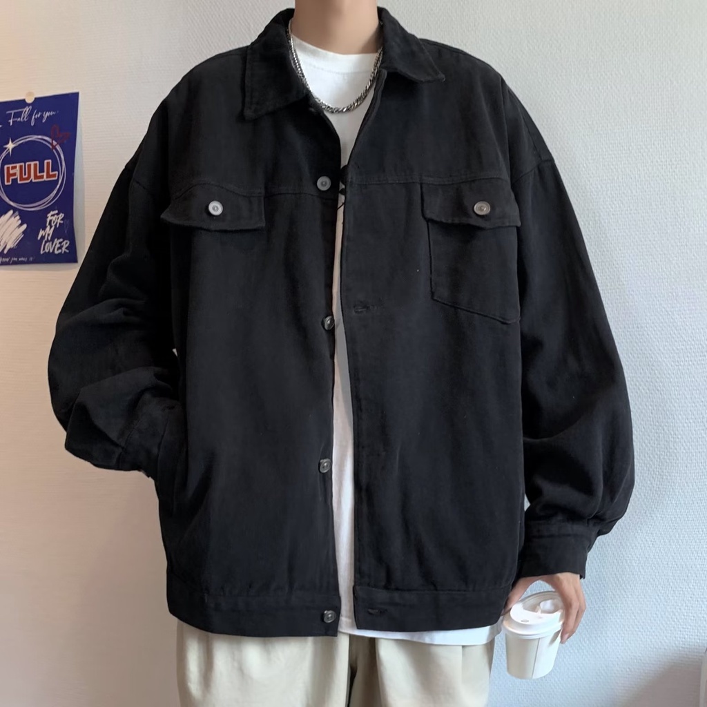 Áo khoác tay dài phong cách harajuku nhật bản mới cho nam top áo khoác jacket nam  from rộng simple áo khoác bóng chày nam fashion áo khoác bomber nỉ nam