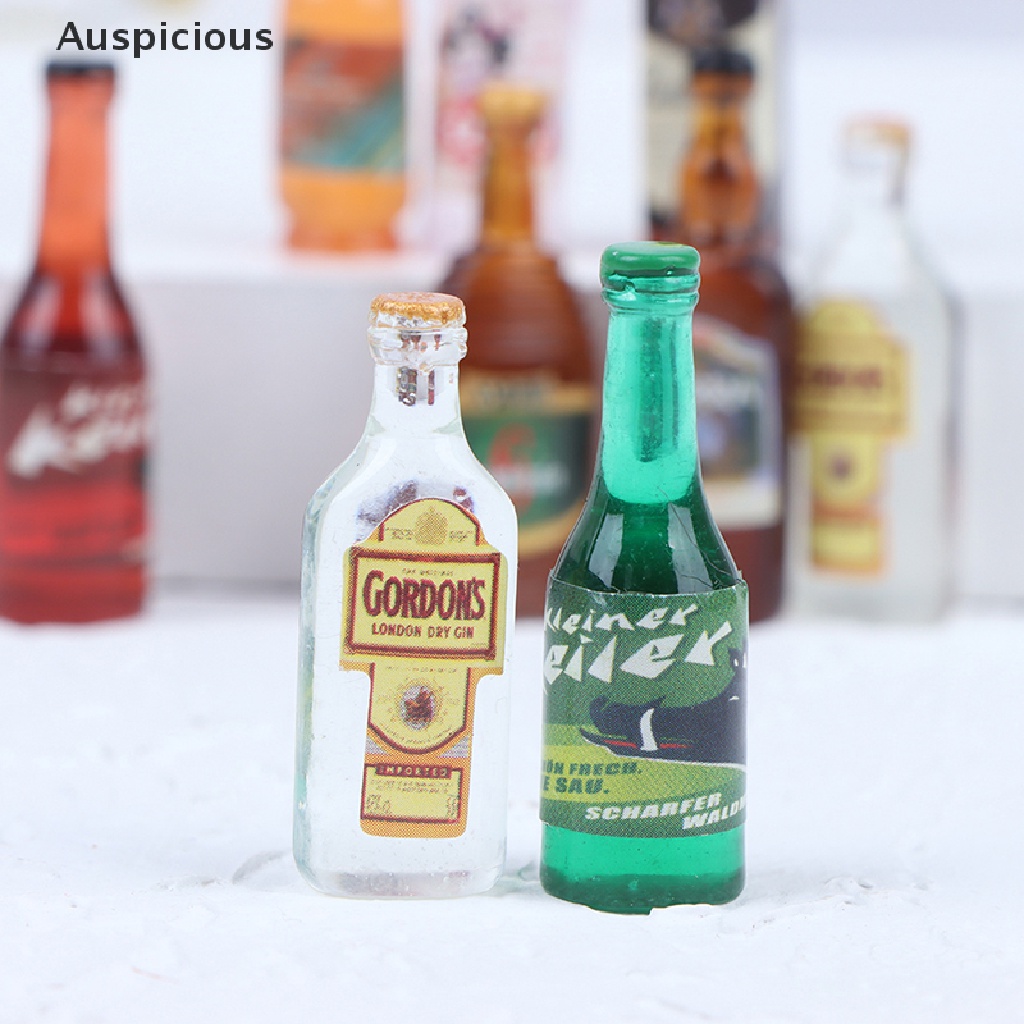 Set 10 mô hình chai rượu mini tỉ lệ 1: 12 xinh xắn dùng trang trí nhà búp bê