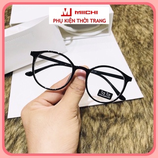 Kính mắt nữ nam gọng kính cận tròn phong cách Ulzzang mắt kính râm mát không độ thời trang chống tia UV 055
