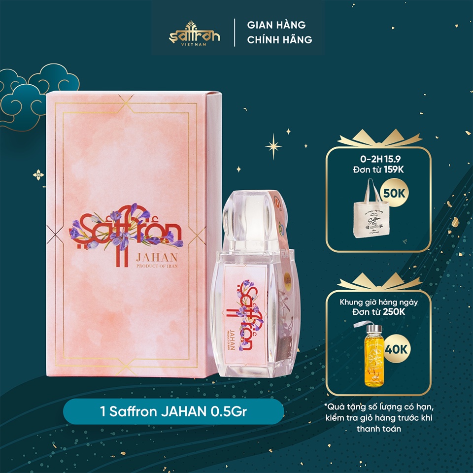 Nhụy Hoa Nghệ Tây Saffron Jahan 0.5Gr/hộp thuộc thương hiệu Saffron Việt Nam