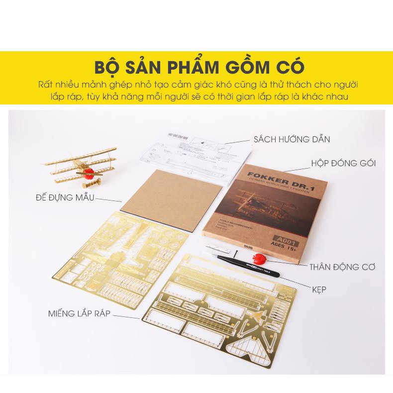Máy bay lắp ráp 3D DIY kim loại COOL METAL FOKKER