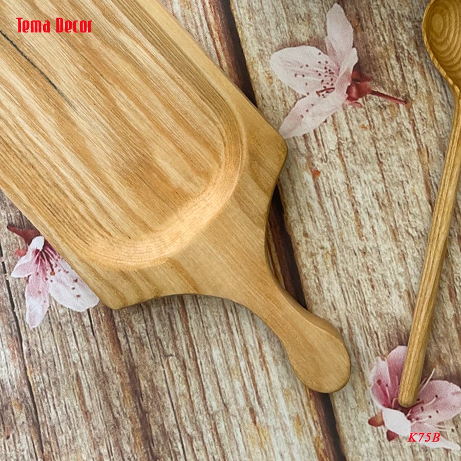 Khay gỗ decor Tema - Khay gỗ đựng đồ ăn gỗ tần bì hình chữ nhật tay cầm tiện dụng | BigBuy360 - bigbuy360.vn