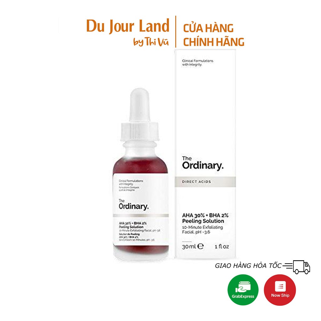 The Ordinary AHA 30% + BHA 2% Peeling, Serum Tẩy da chết hóa học giảm mụn đầu đen - Thi Vũ