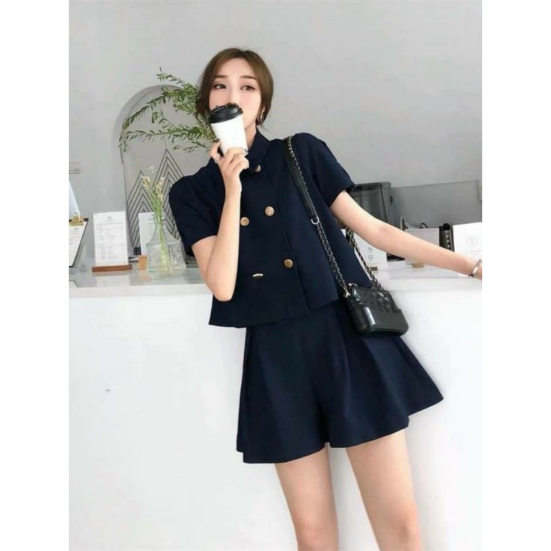 Sét bộ cổ vest tay bồng xinh xắn