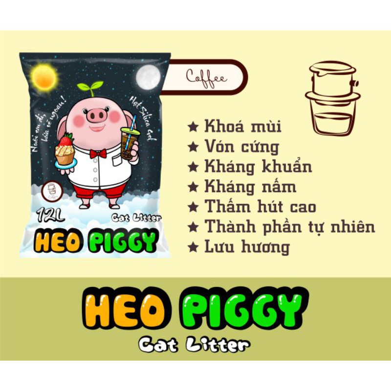 Heo Piggy Cát Heo Cát Vệ Sinh Cho Mèo 15L Bentonite cát nhật japan Maneki Neko Heo