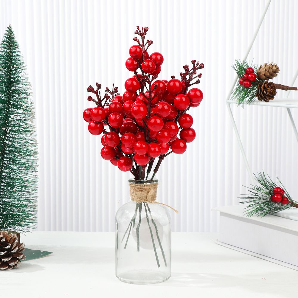 SUSANS 6/12PCS Fake Fruit Berry Simulation Cherry DIY Craft Christmas Tree Decoration Colorful Party Supplies Home Ornament