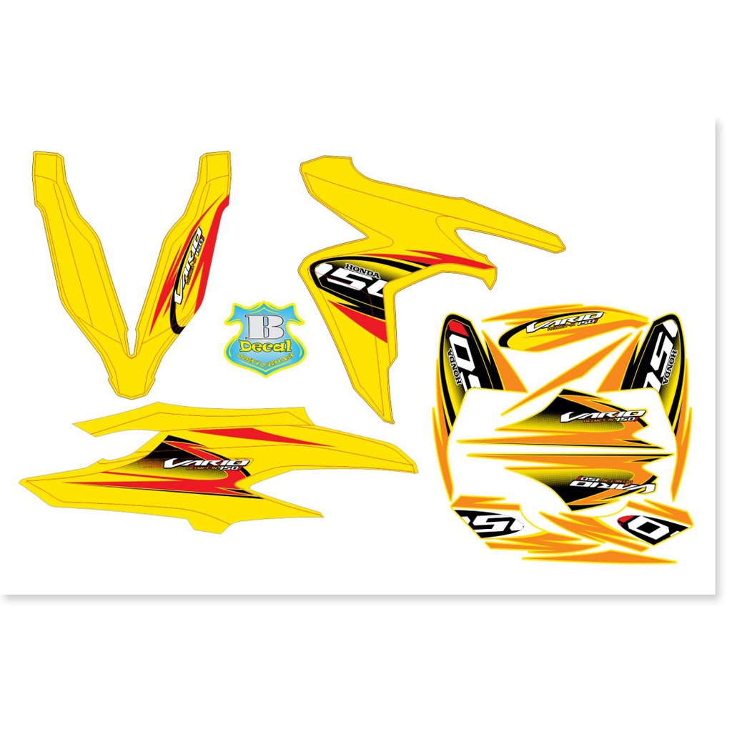 ( Quí khách vui lòng mang ra tiệm cho thợ dán ) Tem vario 150i dán xe vàng