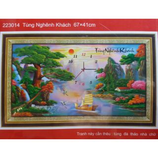 Tranh thêu chữ thập Tùng nghênh khách 223014 (chưa thêu)
